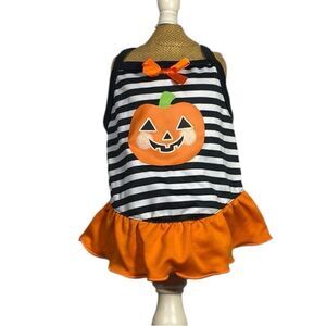 Striped Halloween Pumpkin Dog Dress